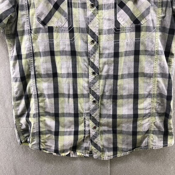 Projek Raw Gray Yellow Plaid Button Up Shirt Mens Medium M Short Sleeve - Picture 4 of 12